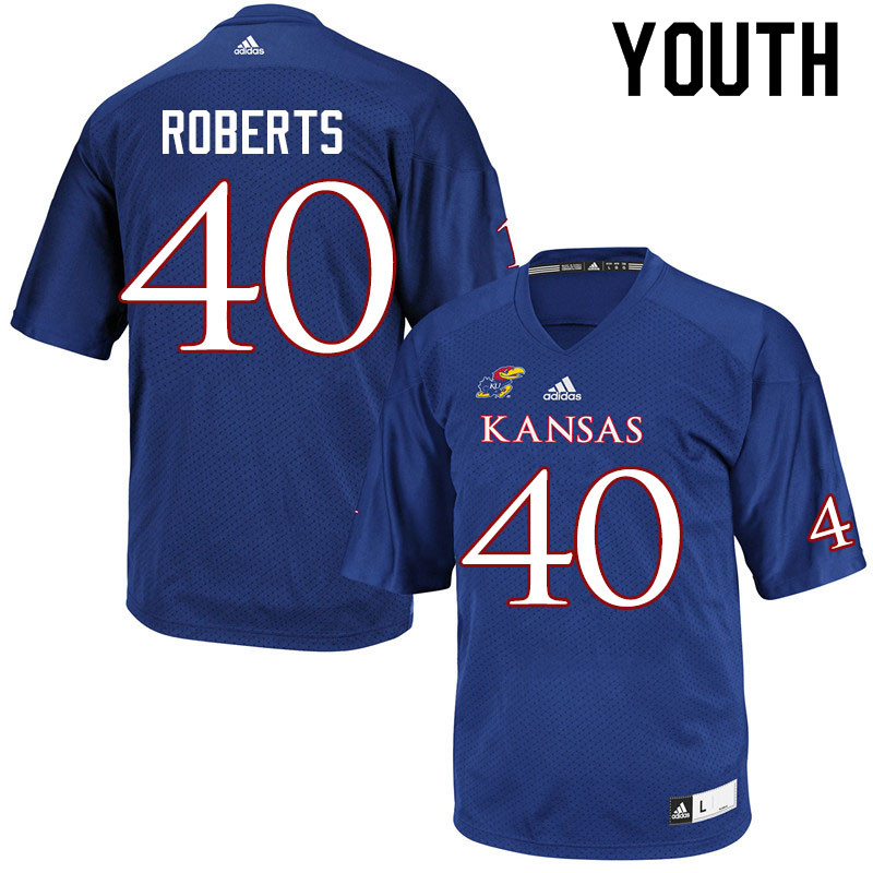 Youth #40 Eric Roberts Kansas Jayhawks College Football Jerseys Sale-Royal